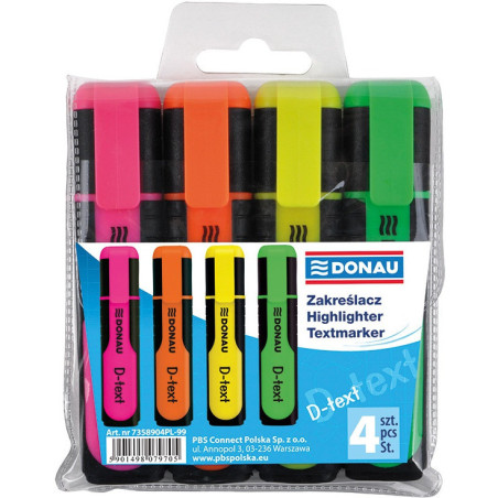 Zakreślacze Donau D-Text 4 kolory