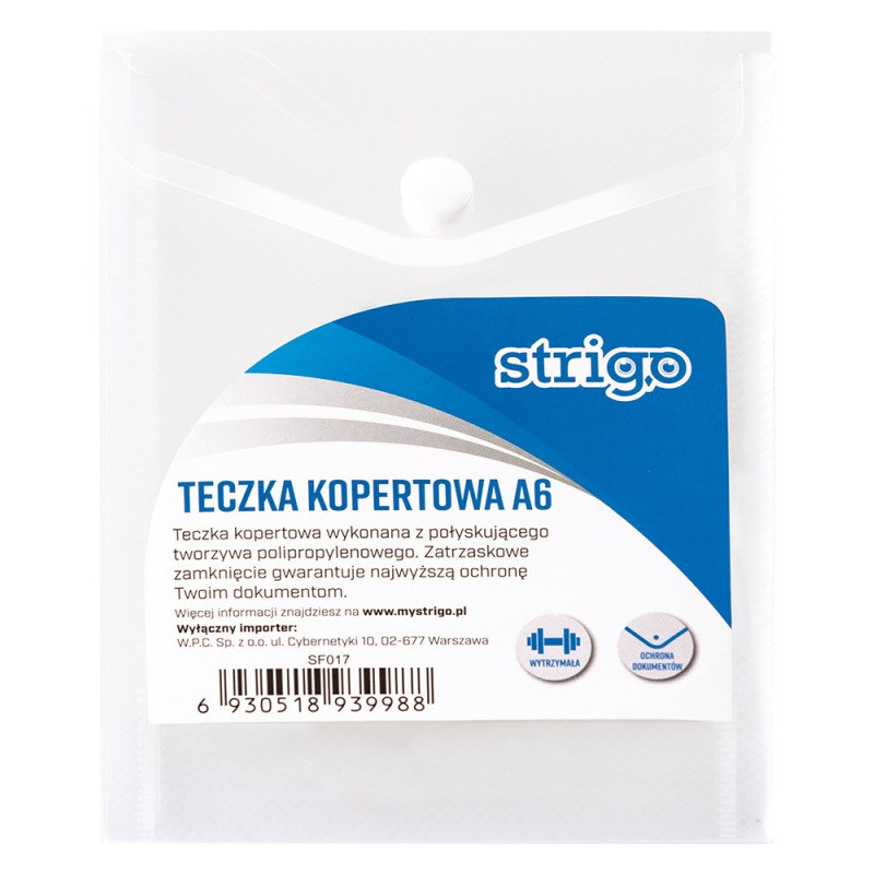 TECZKA KOPERTOWA STRIGO A6 TRANSPARENTNA