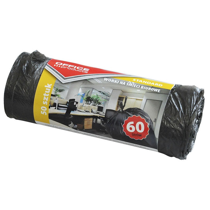 Worki na śmieci Office Products 60L HDPE czarne (50)