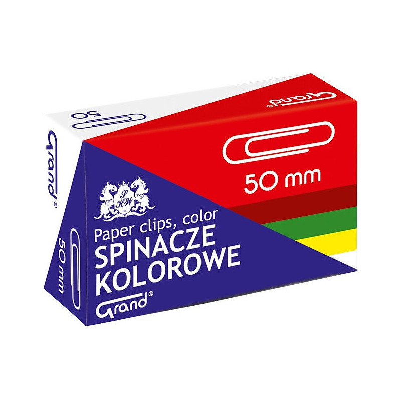 Spinacze biurowe Grand 50mm okrągłe kolorowe (50)