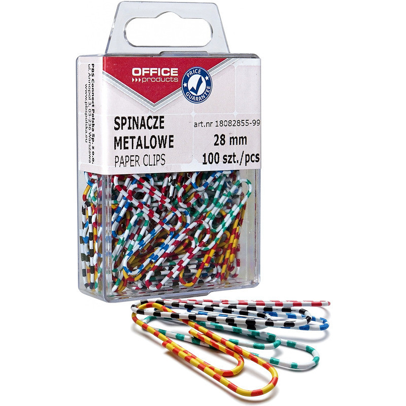 Spinacze metalowe OFFICE PRODUCTS Zebra, powlekane
