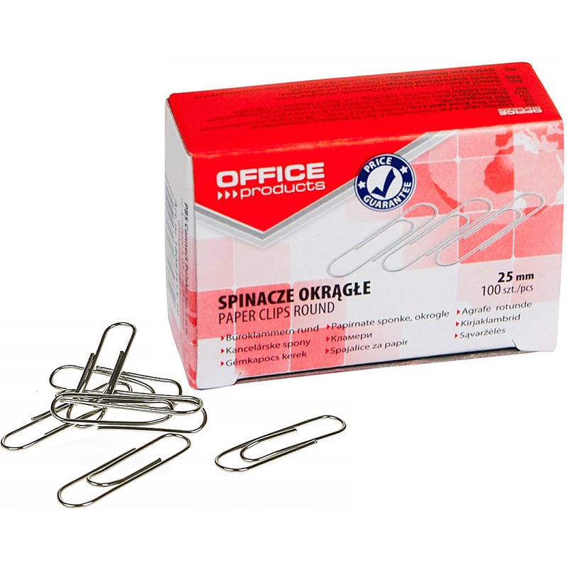 Spinacze okršgłe OFFICE PRODUCTS, 25mm, 100szt., s