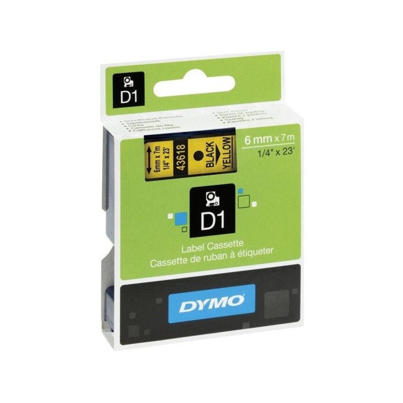 TAŚMA DYMO D1 6mm*7m ŻÓŁTA (CZARNY TEKST)
