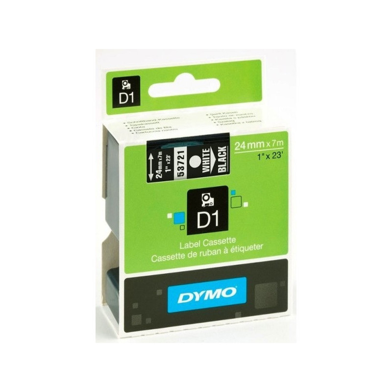 TAŚMA DYMO D1 24mm*7m CZARNA (BIAŁY TEKST)