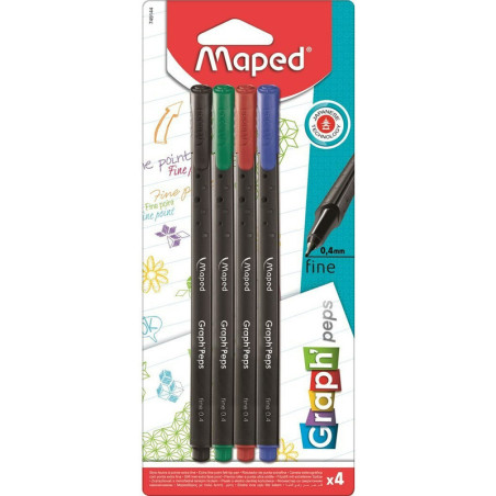 Cienkopisy Maped Graph'Peps 0.4mm 4 kolory