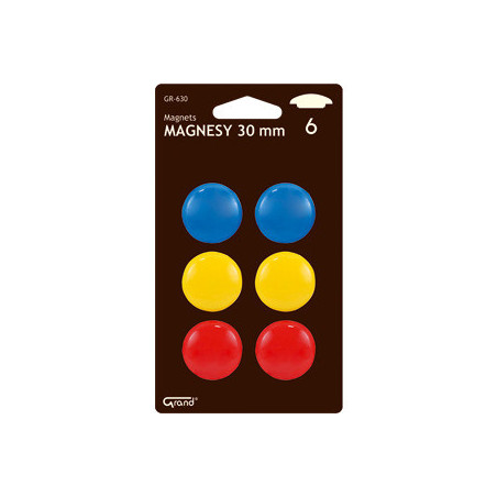 Magnesy do tablic Grand śr.30mm 3 kolory (3x2)