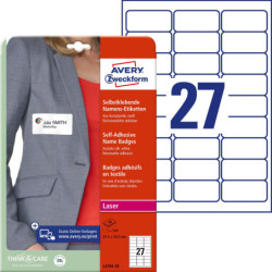 IDENTYFIKATORY SAMOPRZYLEPNE AVERY A4 63.5x29.6mm BIAŁE (27x20)