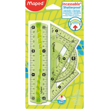 ZESTAW MAPED FLEX MINI: LINIJKA 2 EKIERKI KĄTOMIERZ