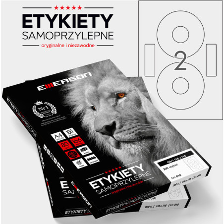 Etykiety Emerson A4 śr.118mm CD białe (100)