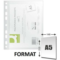 Koszulki Q-Connect A5/50um krystaliczne (100)