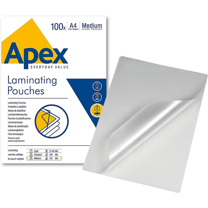 FOLIA LAMINACYJNA APEX A4/125um BŁYSK (100)