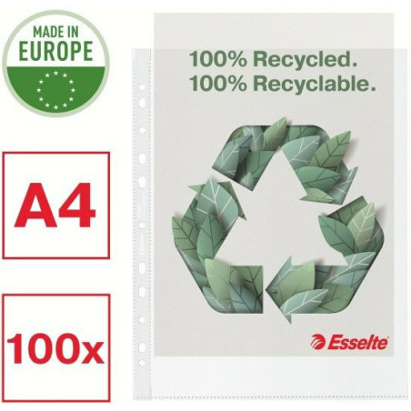 Koszulki Esselte Recycled Premium Maxi A4+/100um groszkowe (100)