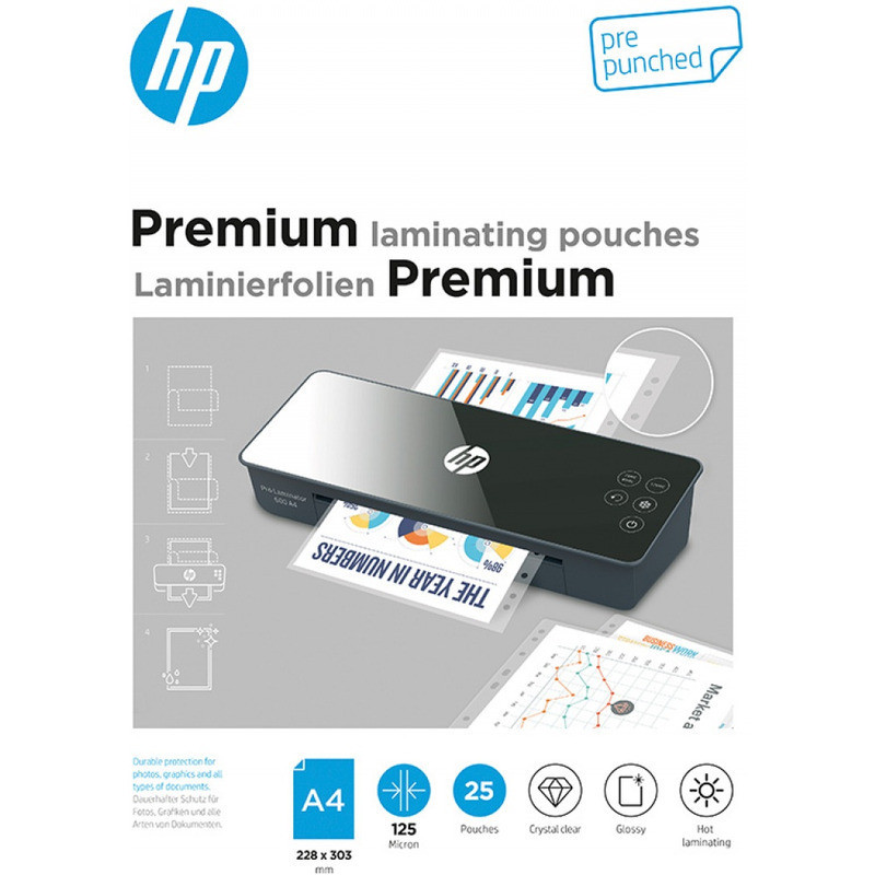FOLIA LAMINACYJNA HP PREMIUM A4/125uM DZIURKOWANA (25)
