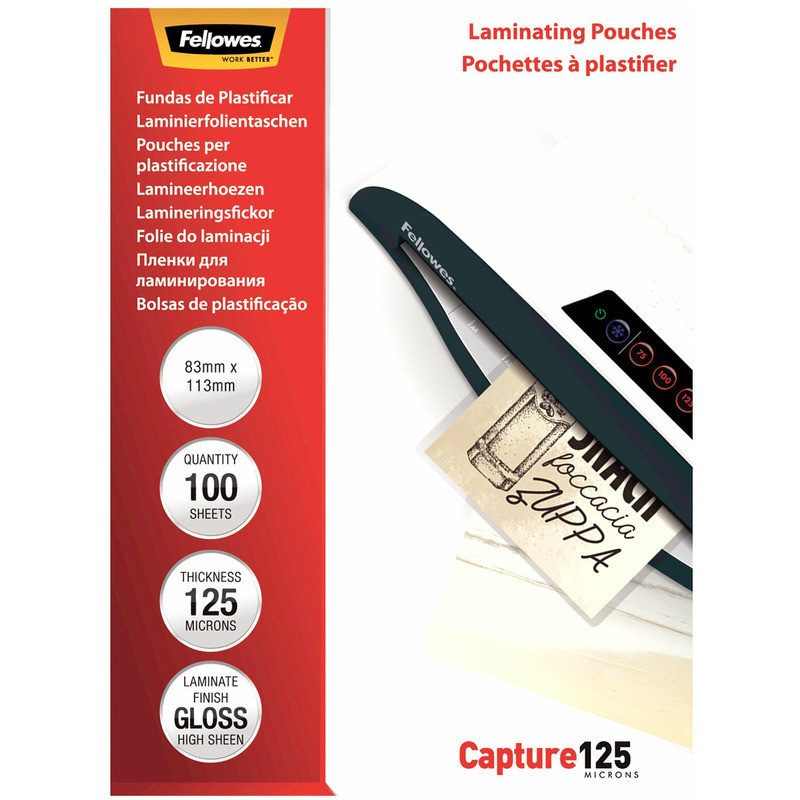 Folia laminacyjna Fellowes 83x113mm/125um błyszczaca (100)