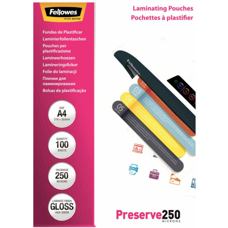 Folia laminacyjna Fellowes A4/250um błyszczaca (100)