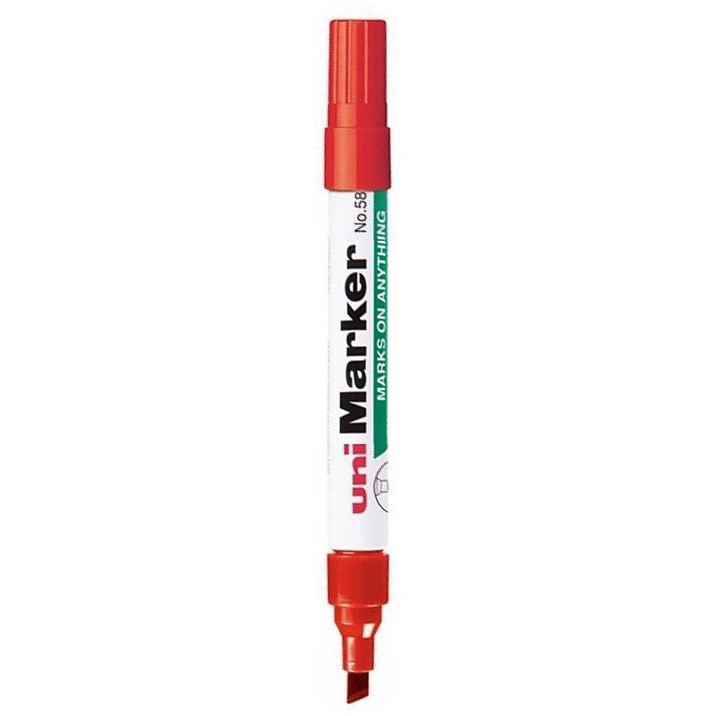 Marker permanentny Uni No.580B ścięty czerwony