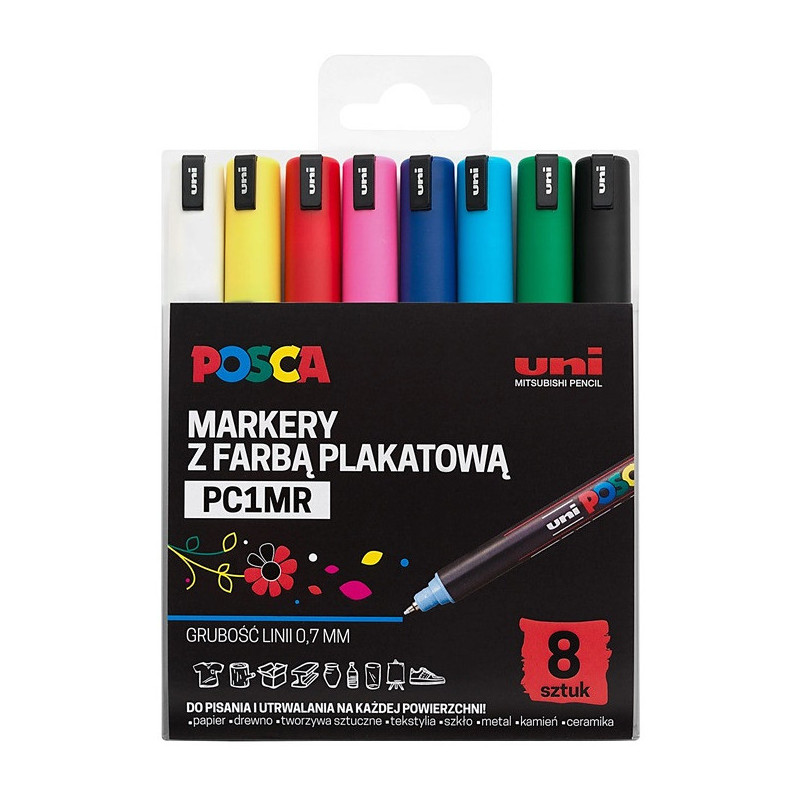 Markery z farbą plakatową Uni POSCA PC-1MR 8 kolor