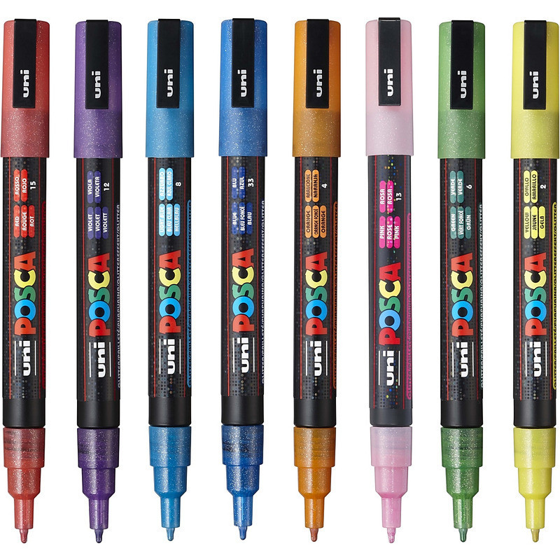 Marker z farbą plakatową Uni POSCA PC-3ML brokatow