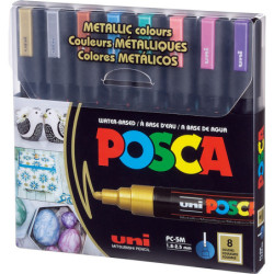 Markery z farbą plakatową Uni POSCA PC-5M 8 koloró